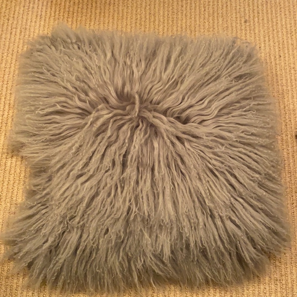 West Elm Mongolian lamb pillow cover + pillow